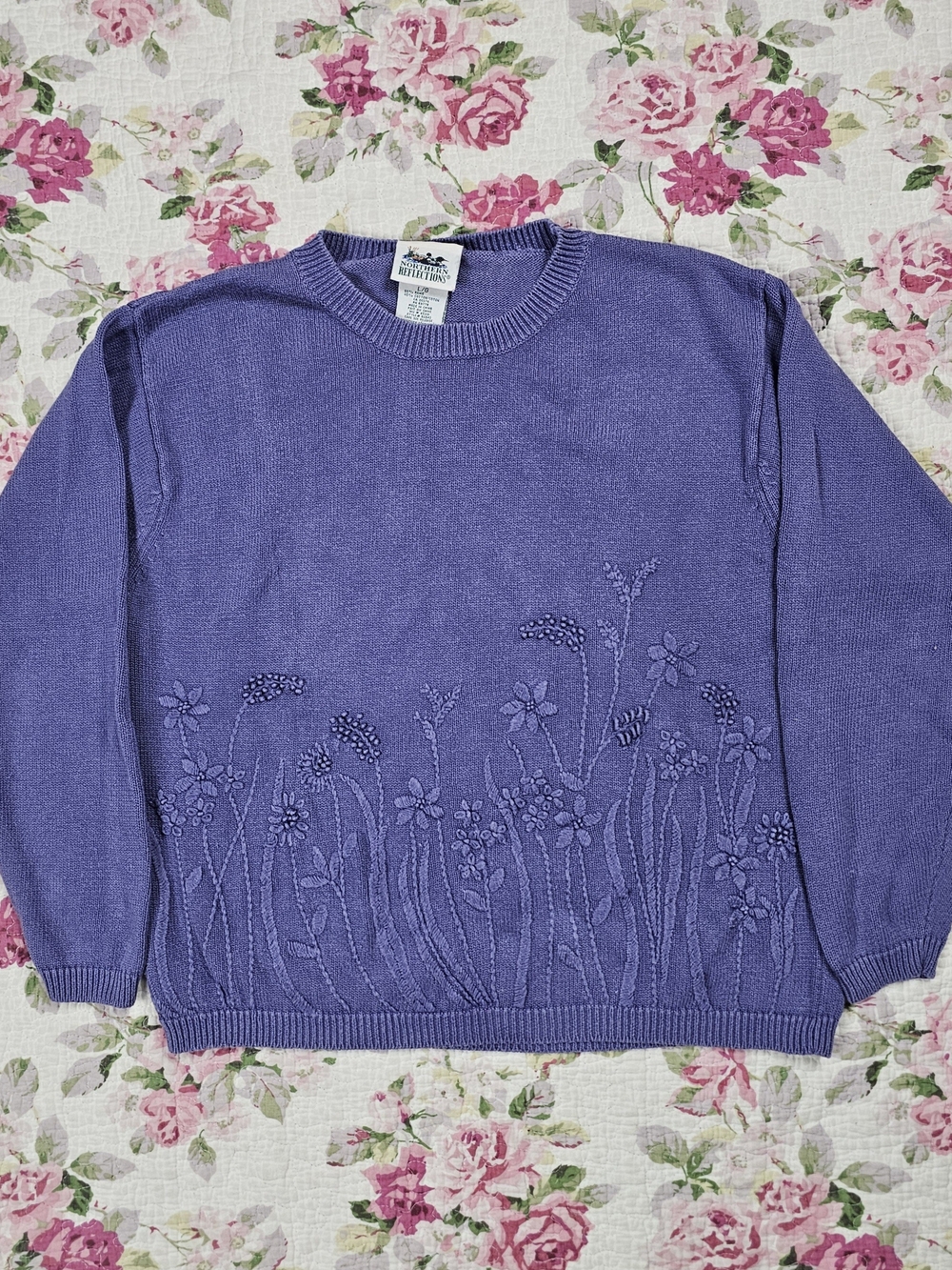 Vintage Northern Reflections Purple Floral Crewneck Sweater